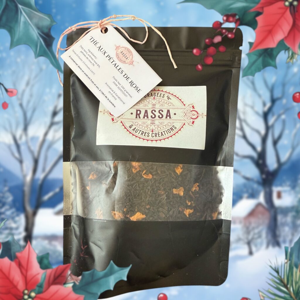 Thé à la rose 100g, gourmandise haut de gamme pour coffret cadeau invité Shanfetes