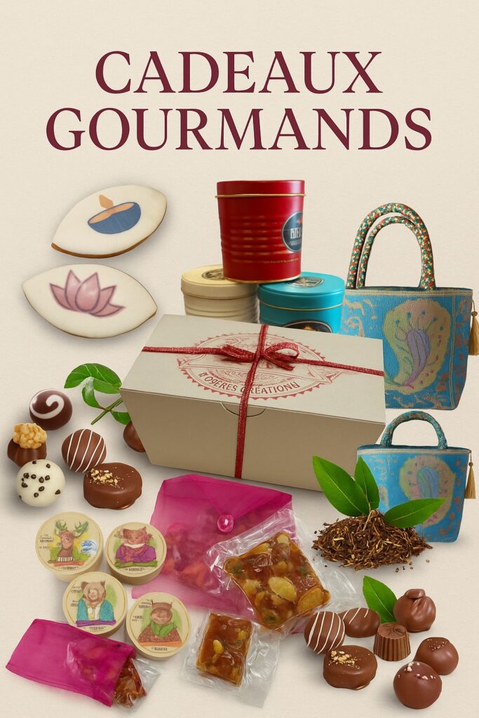 Coffret gourmand avec calissons, chocolats et dragées personnalisées pour cérémonie Shanfetes