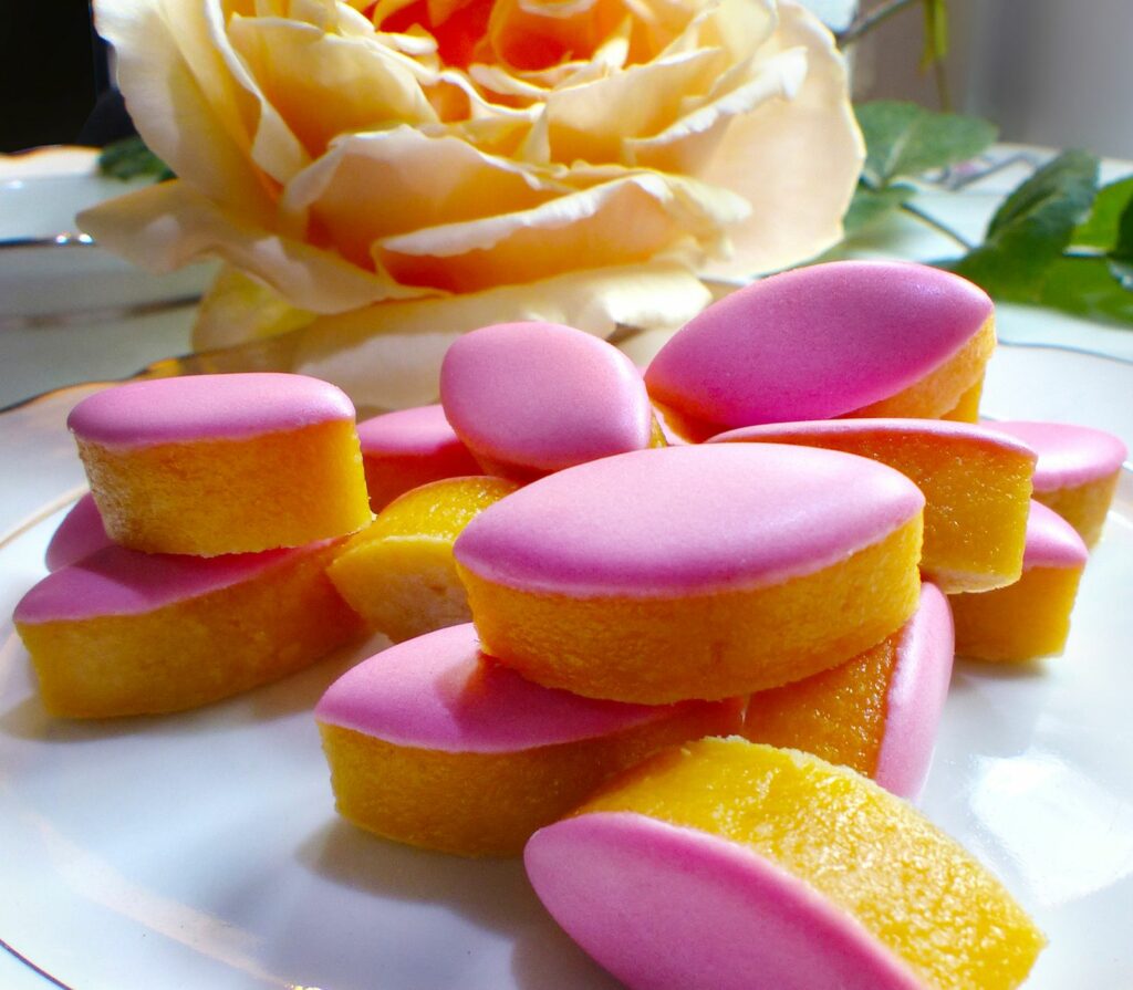 Calissons artisanaux à la note florale rose pour cadeau personnalisé de cérémonie